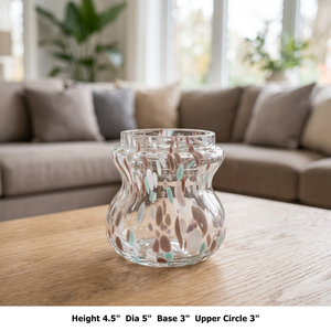 Porte-bougie en verre résistant à la chaleur, rond, avec motif de pulvérisation multicolore, fait à la main pour la décoration de la maison - Product Image 2