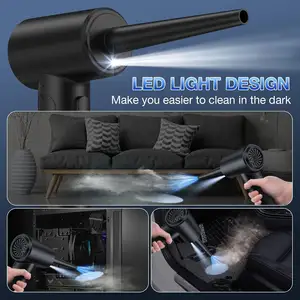 Rechargeable Portable Electric Dust Blower Compressed Computer Cleaner With 3 Gears And LED Light For Home Office Car Drying