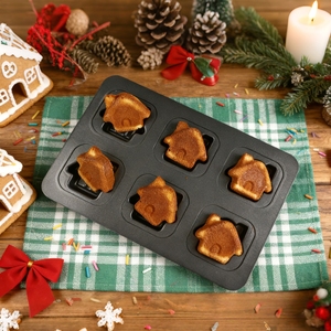 Moule <span class=keywords><strong>à</strong></span> muffins en forme de <span class=keywords><strong>maison</strong></span> 3D mignon - Moule de cuisson antiadhésif écologique pour gâteaux, biscuits, chocolats et friandises <span class=keywords><strong>maison</strong></span> - Product Image 2