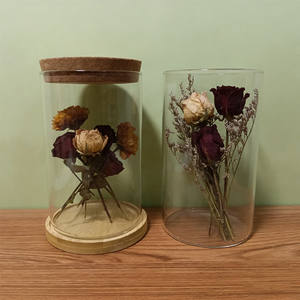 <span class=keywords><strong>Pot</strong></span> de plante hydroponique cylindrique pour décoration intérieure, terrarium <span class=keywords><strong>en</strong></span> verre fait main pour table avec couvercle et base <span class=keywords><strong>en</strong></span> <span class=keywords><strong>bambou</strong></span> - Product Image 4