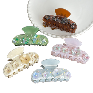 French Diamond Acetate Hair Claws <b>for</b> Women Colorful Flower Accessories <b>for</b> Daily Occasions - Product Image 6