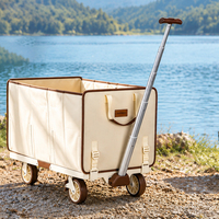 Chariot de camping pliable léger, chariot d'extérieur pliable à quatre roues, chariot de rangement portable