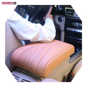 Accoudoir de voiture en cuir Nappa universel, accessoires de voiture imperméables, boîte d'accoudoir intérieure, couleur orange, accoudoir de voiture, vente chaude - Product Image 2
