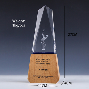 Trofeo de Cristal con Base de Madera, <span class=keywords><strong>Obelisco</strong></span> con Temática Artística Personalizada, Venta al Por Mayor de Fábrica Pujiang - Product Image 6