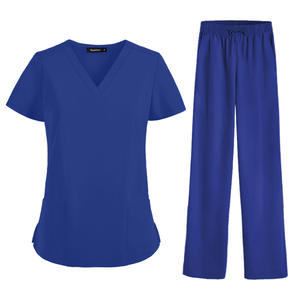 Médecin femmes gommage ensemble à manches courtes mode fermeture éclair conception mince soins infirmiers uniformes ensembles médical dentaire laboratoire vêtements - Product Image 4
