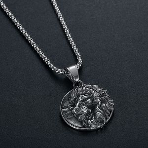 Men's <b>Titanium</b> Steel Lion Head Pendant Necklace Vintage Animal Zodiac Design Punk Street Style Nordic Odin Necklace - Product Image 3