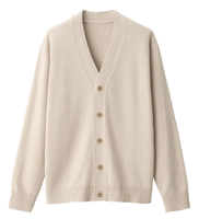 Cardigan personnalisé pour femme en cachemire 100% - Hiver - Casual - Élégant - Basique - Design contrasté en forme de cœur - Col en V - Boutons sur le devant