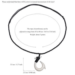 GX006 Hawaii Surfer Gioielli Fatti a Mano Intagliato Choker Nuova Zelanda Maori Tribal Ciondolo Yak Ossa <span class=keywords><strong>Fish</strong></span> Hook Collana per La Pesca in Mare - Product Image 5