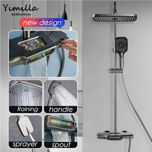 Design de luxe salle de bain gramographe <span class=keywords><strong>musique</strong></span> pluie pommeau de douche mélangeur grande pluie gris bain et douche - Product Image 4