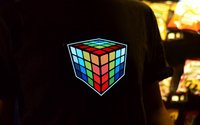 T-shirt en coton épais avec panneau EL, de bonne qualité, pour Halloween, musique LED