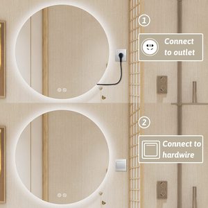 Led Glass Gương phòng tắm Backlit chống sương mù treo tường thắp sáng 3 màu sắc ánh sáng Dimmable thông minh Gương trang điểm - Product Image 4