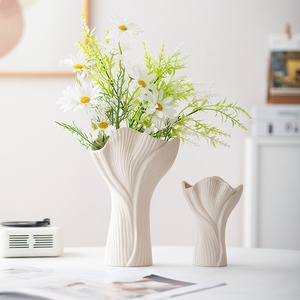 Modern Frosted White Ceramic <strong>Vase</strong> with Torch Design <strong>for</strong> Living Room Water Plant Display - Product Image 1
