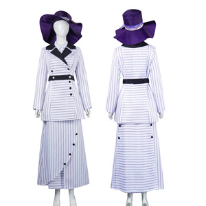 Vestido de cosplay de la película Titanic Rose para mujer, disfraz de época eduardiana con rayas blancas, abrigo para fiesta de Halloween, traje para actuación. - Product Image 1