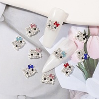 Diamant Kawaii 3D Hello Kitty Nail Art Strass Style Japonais Mignon Alliage Chat avec Plein de Diamants DIY Nail Accessoires