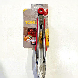 Pince de barbecue Anax en acier inoxydable, manuelle, à long manche, pour camping en extérieur, avec poignée festonnée, pour grillades et manipulation de salades - Product Image 1