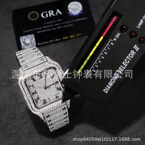 Montre d'affaires étanche à aiguilles en moissanite VVS de qualité D, directement de l'usine, avec testeur de diamant intégré, en acier inoxydable carré, mouvement à quartz - Product Image 3