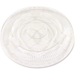 Boardwalk BWKPET910STRAWPK Couvercles jetables 9 oz. à 10 oz. Gobelet transparent avec fente pour paille, emballé individuellement (100 unités/paquet) - Product Image 3
