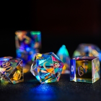 2024 Set dadu DnD kaca permata chroic prismatik murni untuk dugeon dan naga bermain peran game MTG pernikahan hadiah GM