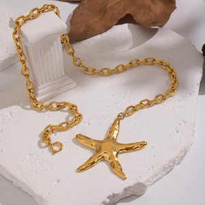 Accesorios de Moda, Joyería, Collares con Colgante de Estrella de Mar de Cinco Puntas, Chapado en Oro de 18K, Acero Inoxidable, 2025, para Mujer - Product Image 2