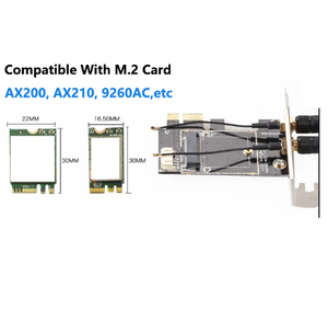 Convertisseur d'adaptateur sans fil M.2 vers <span class=keywords><strong>PCI</strong></span> <span class=keywords><strong>Express</strong></span> avec antenne 6DBi 2x NGFF M.2 WiFi <span class=keywords><strong>Bluetooth</strong></span> Card pour AX210 AX200 9260NGW - Product Image 3