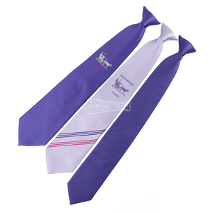 Violet <span class=keywords><strong>lavande</strong></span> ton sur ton <span class=keywords><strong>cravate</strong></span> Logo personnalisé classique Polyester <span class=keywords><strong>cravate</strong></span> tissé sécurité Clip sur cravates - Product Image 1