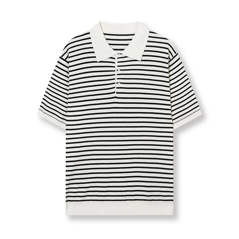 2024 Neues Design Sommer hochwertig gestreift gestrickt Jacquard Herren Polo-T-Shirt lässig Umschlag individuelles Logo Polo-T-Shirt