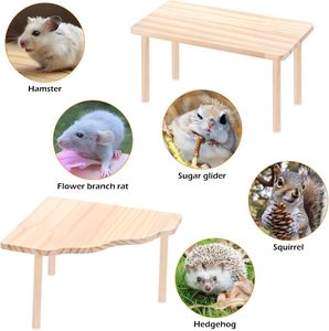 Ensemble de 2 plateformes en bois pour hamsters nains, hamsters syriens, gerbilles, souris, <span class=keywords><strong>degus</strong></span> ou autres petits animaux - Product Image 2