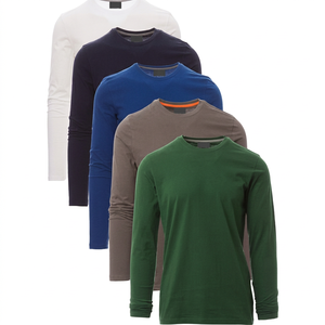 เสื้อยืดคอกลมแขนยาวผู้ชาย ทรงปกติ สีพื้น ผ้าฝ้ายถัก ระบายอากาศได้ดี สวมใส่สบาย - Product Image 1