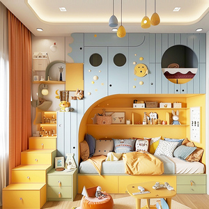 <span class=keywords><strong>Letto</strong></span> a Castello a Due Piani Colorato <span class=keywords><strong>Letto</strong></span> su Misura Progettato da AI Design Personalizzato per <span class=keywords><strong>Cameretta</strong></span> Bambini con Colori Vivaci - Product Image 1