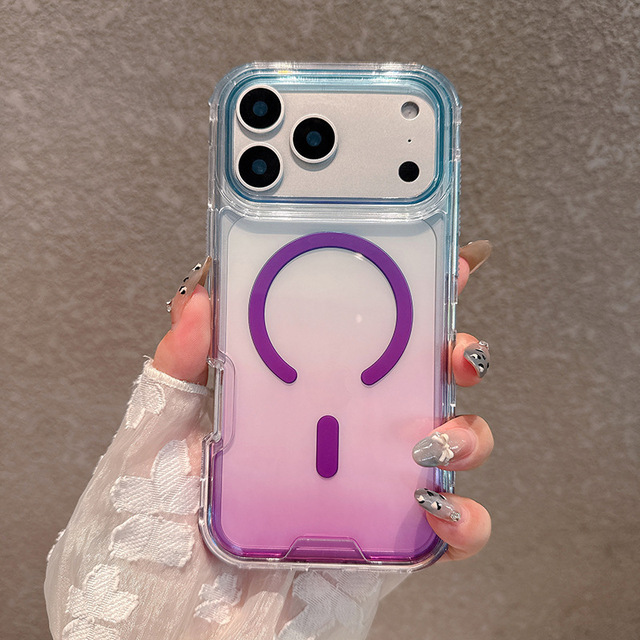Best Selling 3 in 1 Transparent 360 Shockproof Gradient Color Phone case for iphone 17 air 16 15 14 13 12 11 Pro Max Plus
