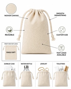 Sac à cordon en toile de coton personnalisé avec logo imprimé, idéal pour cadeaux, chaussures, et autocollants artisanaux – Vente en gros - Product Image 4