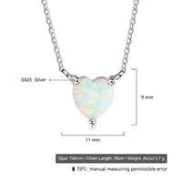 Mode Solitaire Opale Collier 925 Sterling Silver Heart Pendentif Clavicule Chaîne pour la Fête des Mères Saint Valentin Cadeau