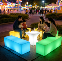 Table et bancs lumineux LED 16 couleurs pour extérieur, prix usine, résistants à l'eau, pour hôtel, piscine, fête, événement