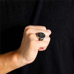 Anelli da Uomo Stile Biker con Sigillo, Anelli Statement in Argento con San Cristoforo, Gioielli in Acciaio Inossidabile - Product Image 2