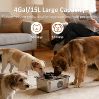 Fontaine à eau automatique pour animaux de compagnie en acier inoxydable de 15 L, distributeur d'eau pour chats et chiens, vente directe d'usine en gros