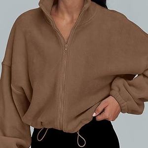 Abrigo Deportivo Acolchado de Cuello Alto para Mujer, Color Sólido, Modelo Explosión, de Forro Polar, a la Moda - Product Image 1