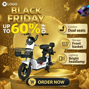 Vélo Électrique Femme 14 Pouces 2 Places avec <span class=keywords><strong>Batterie</strong></span> Lithium Plomb-Acide – Vélo Électrique Dame – Mobylette Électrique – Offre Spéciale - Product Image 1