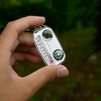 Mini thermomètre, boussole, multi-outils, porte-clés, boussole de survie de poche avec anneau porte-clés pour la randonnée, la navigation en plein air, le camping