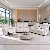 Ensemble de canapés inclinables manuels 3+2+1, sièges de cinéma maison en tissu avec porte-gobelets, canapé inclinable de luxe pour salon