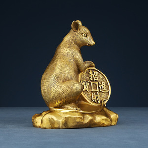 Figura de rata de bronce de Copper World, adorno del zodiaco hecho a mano para decoración del hogar, oficina, sala de estar, regalo de Año Nuevo Chino - Product Image 1
