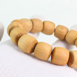 Cypress Wood <b>Bracelet</b> Barrel Beads 16Pcs Single Loop Natural Fragrance Unisex Jewelry Everyday Wear - Product Image 2