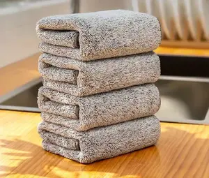 Microfiber साफ कपड़े गैर छड़ी तेल शोषक मूंगा मखमल पकवान तौलिए कस्टम रसोई घर की सफाई कपड़ा