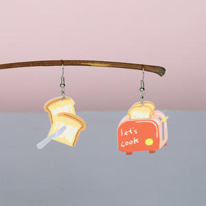 New-style <b>personalized</b> eco-friendly acrylic earrings, Western cartoon hamburger kitchenware shaped earrings for wholesale - Product Image 4