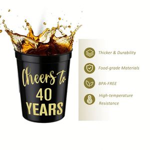 Vasos de Plástico PP Ecológicos de 16 Onzas, Estilo Americano, para Fiestas de 40 Cumpleaños, Despedidas de Soltera - Product Image 3