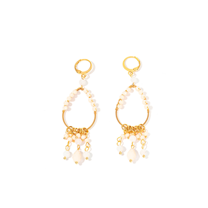 Boucles d'oreilles pendantes tendance en acier inoxydable 316L plaqué or PVD, design perlé durable et résistant - Product Image 2