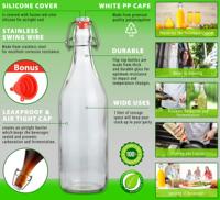 Verrerie écologique en gros 250/500/750/1000ml bouteille en verre transparent bocal en verre avec couvercle fermoir pour lait jus boisson liqueur