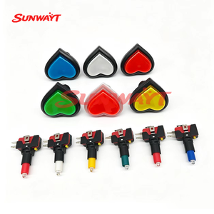 Interrupteurs à bouton-poussoir momentanés en plastique en forme de cœur, 12V 55mm, éclairés par LED, pour machine de jeu à monnayeur - Product Image 2