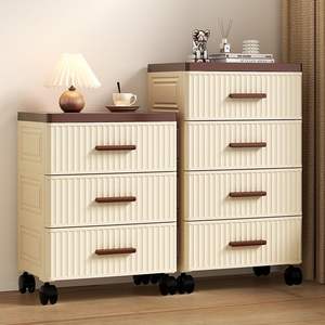 Armario de Almacenamiento de Plástico Tipo Cajonera con 3 Niveles y Ruedas para Sala de Estar o Dormitorio - Product Image 2