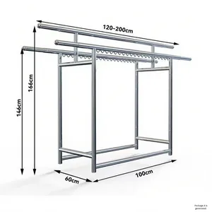 Séchoir à vêtements en métal extensible pliable à trois pôles avec crochets coupe-vent pour balcon chambre <span class=keywords><strong>ou</strong></span> cour - Product Image 6