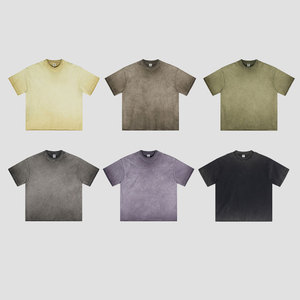 เสื้อยืดแขนสั้นลำลองย้อนยุคไซส์ใหญ่พิเศษผ้าคอตตอน100% สำหรับผู้ชายซักเป็นกรดสำหรับ250GSM โลโก้ออกแบบได้ตามต้องการ - Product Image 1